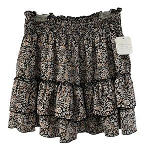 NEW Altar'd State Floral Mini Skirt /  Size M / Black Brown Cream 2023